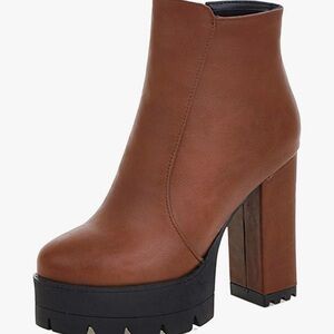 Brown Platform Heel Boots - Size EUR 39